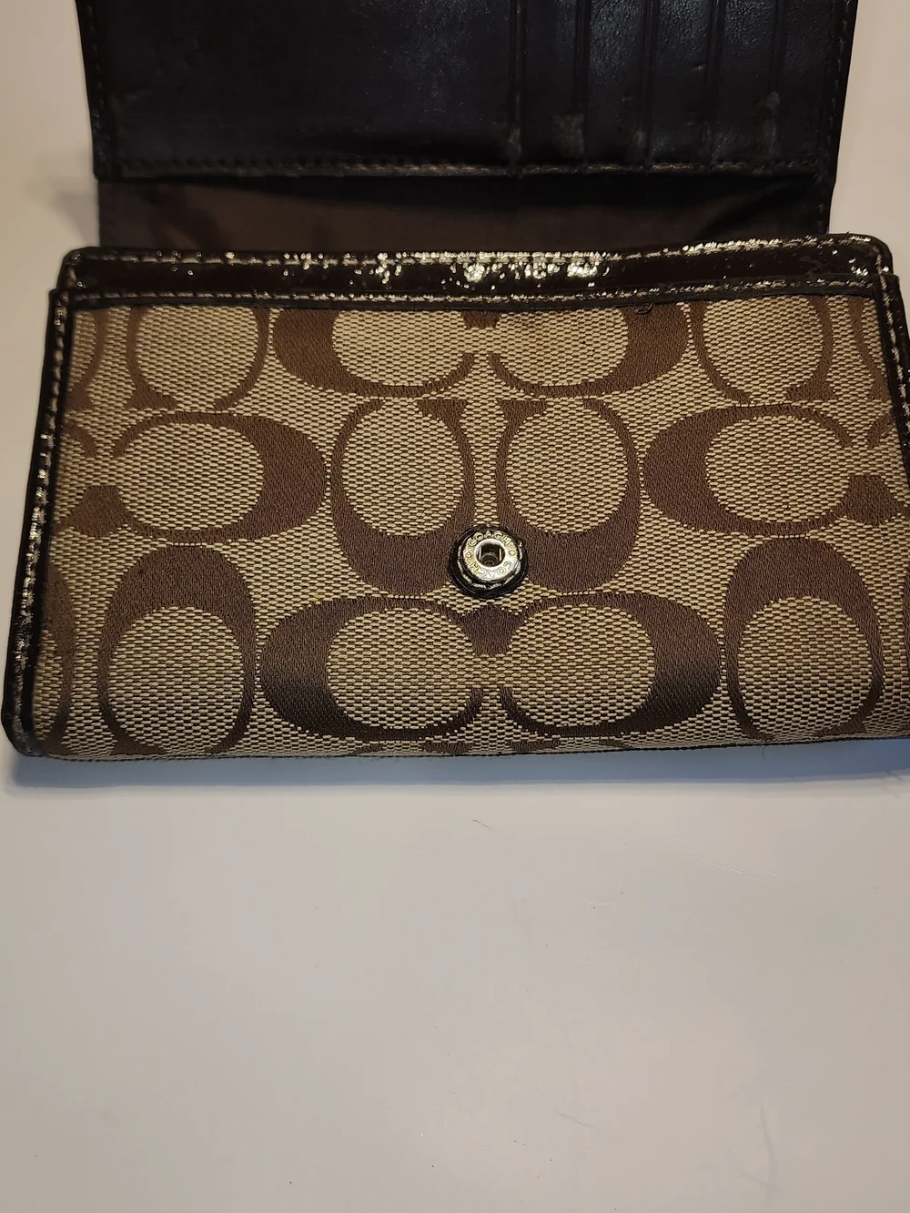 Coach Signature C Jacquard Canvas Trifold Wallet - Brown/Tan